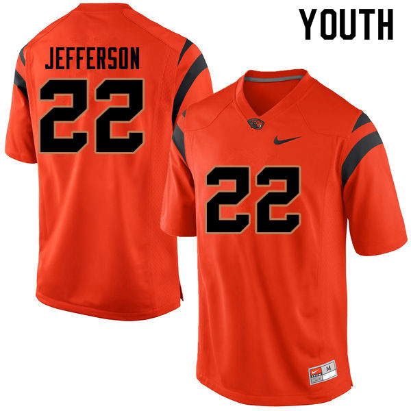 Youth #22 Jermar Jefferson Oregon State Beavers College Football Jerseys Sale-Orange - Click Image to Close